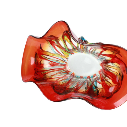 SOMBRERO RED AND GREEN DETAILS - GLASS CENTREPIECE BOWL