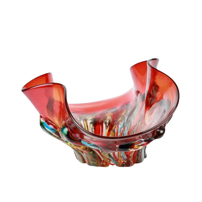 SOMBRERO RED AND GREEN DETAILS - GLASS CENTREPIECE BOWL