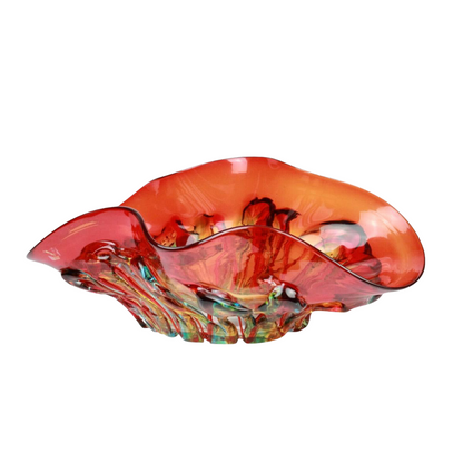 SOMBRERO RED AND GREEN DETAILS - GLASS CENTREPIECE BOWL