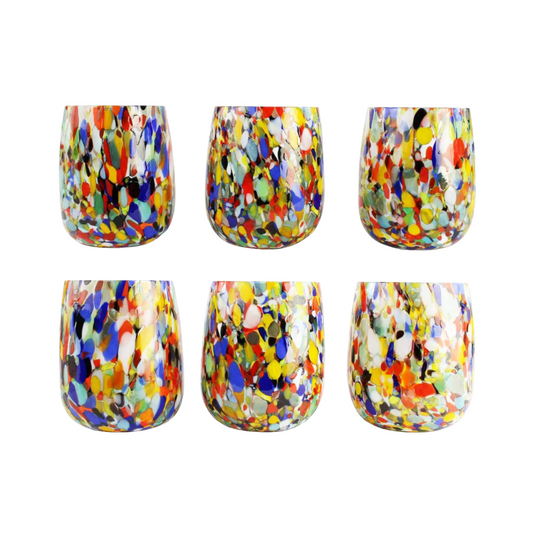 SET OF 6 DRINKING GLASSES - ARLECCHINO