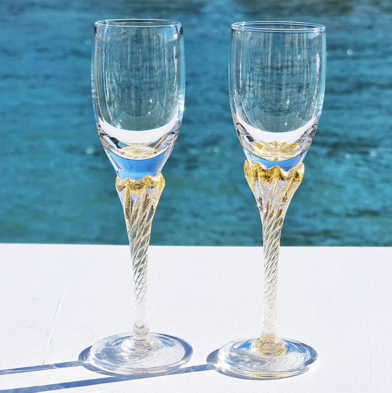 DRINKING GLASS CRYSTAL - FLUTE - SET OF 6