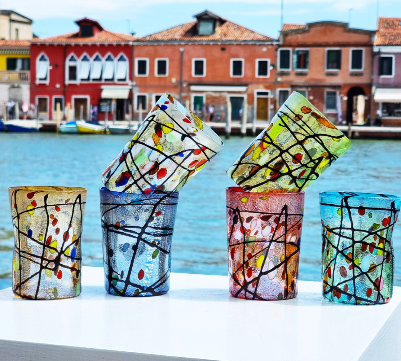 KANDINSKY GLASSES SET - TUMBLERS WITH PURE SILVER