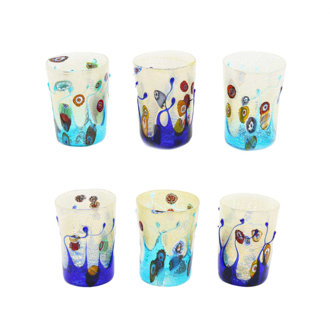 DEEP SEA GLASSES SET - TUMBLERS WITH SILVER