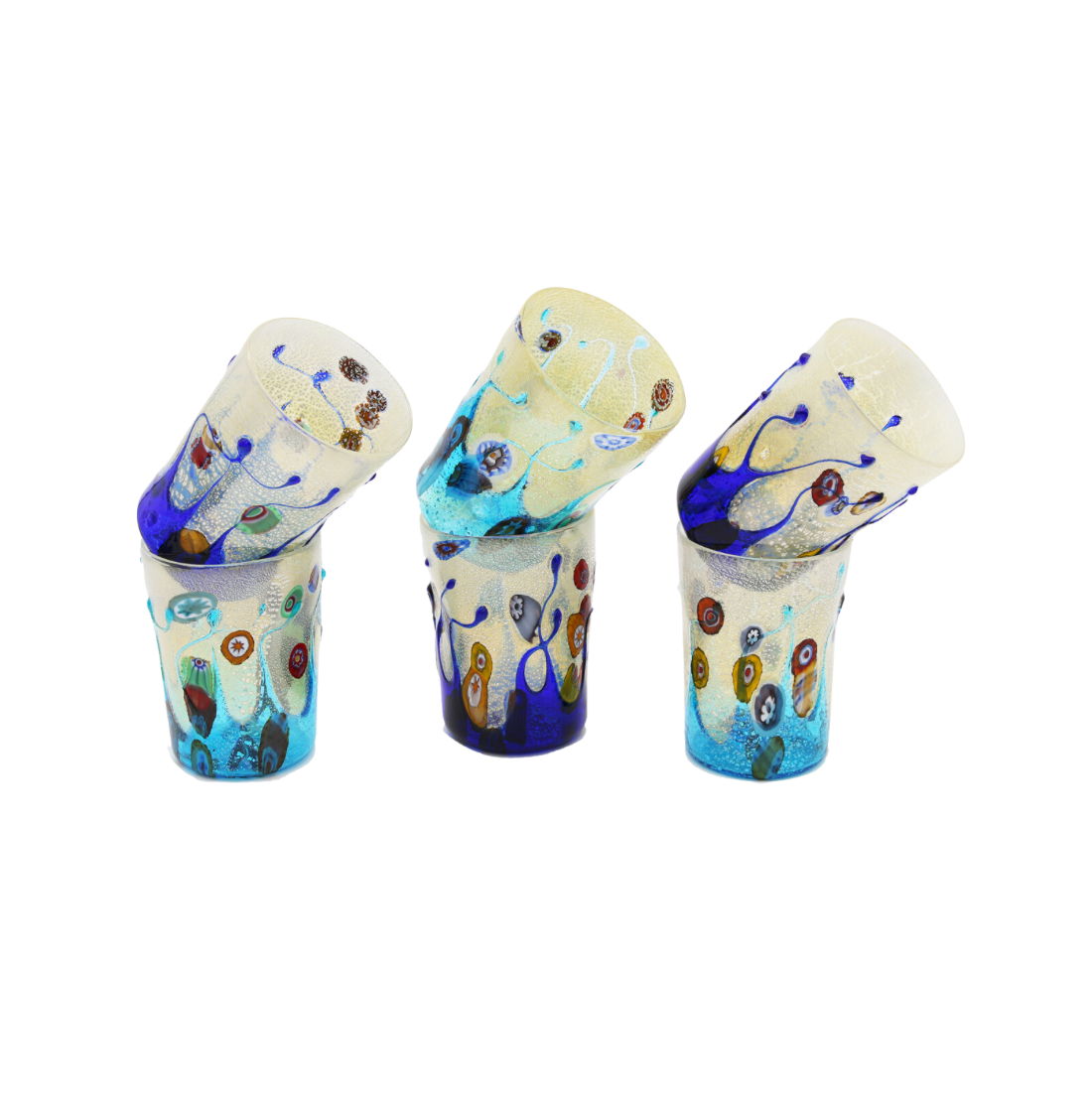 DEEP SEA GLASSES SET - TUMBLERS WITH SILVER