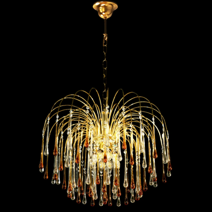 DROP CHANDELIER IN CLEAR GLASS AND AMBER