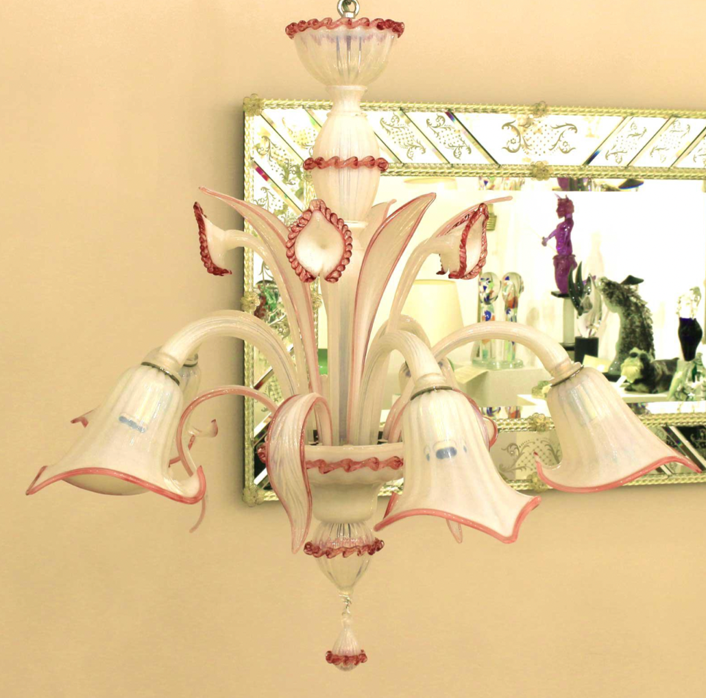 VENETIAN CHANDELIER - WHITE PINK