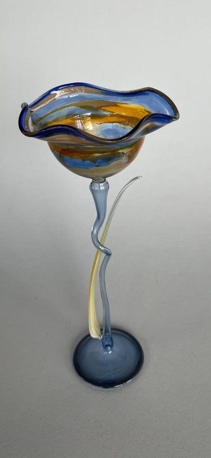 Blue flute glass